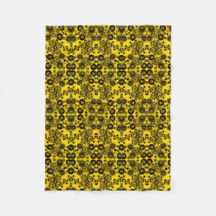 Gelbe Antik-Damaskus-Flieblanke mit Ornamenten Fleecedecke