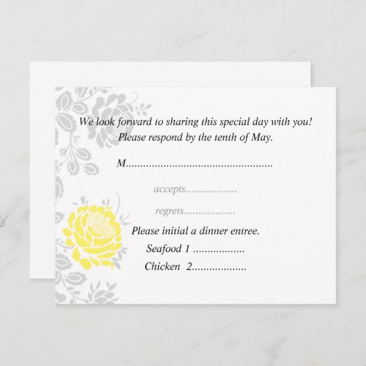 Gelbe Antwortkarte Hochzeitseinladungen UAWG RSVP Karte (Vorne/Hinten)