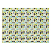 Gelbe Aqua-Grüne Rechtecke aus den 50er Jahren Tischdecke (Vorderseite (Horizontal))