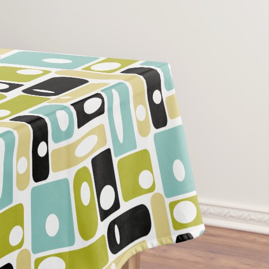 Gelbe Aqua-Grüne Rechtecke aus den 50er Jahren Tischdecke (Beispiel)