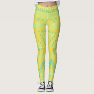Gelbe Aqua-Tribal-Leggings Leggings