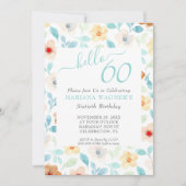 Gelbe Aquamarine Blütenschrift Elegant Script 60.  Einladung (Vorderseite)