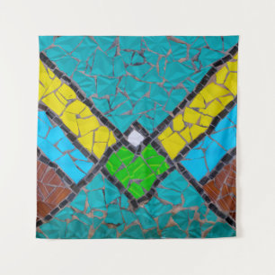 Gelbe, aquamarine und braune Mosaikkunst Wandteppich
