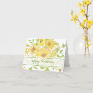 Gelbe Aquarell-Blumen-Geburtstagskarte Karte