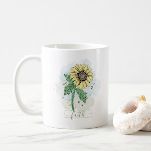 Gelbe Aquarell-Blumen-Glaube Kaffeetasse