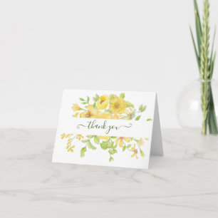 Gelbe Aquarell-Blumen personalisierte Danke Karte