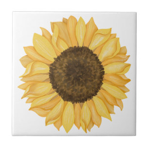 Gelbe Aquarell-Sonnenblume Fliese