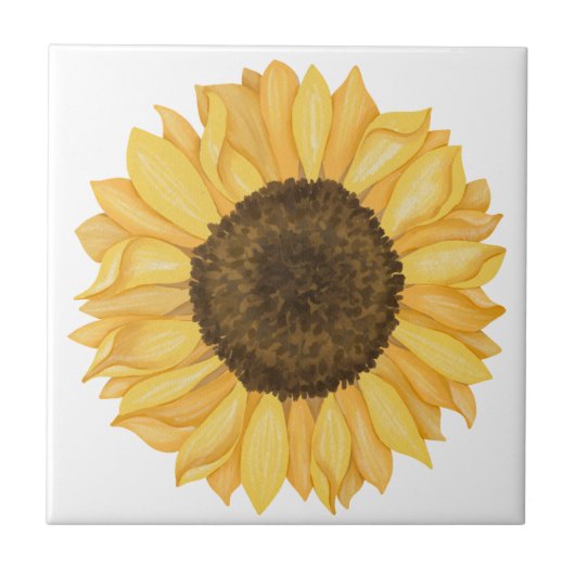 Gelbe Aquarell-Sonnenblume Fliese (Vorderseite)