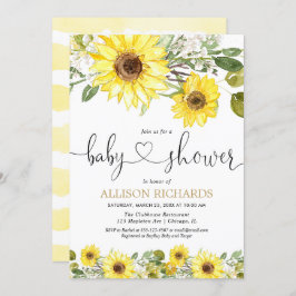 Gelbe Aquarell-Sonnenblumen Babydusche Einladung
