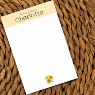 Gelbe Aquarell-Sonnenblumen-Name-Post-It-Notes Post-it Klebezettel