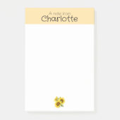 Gelbe Aquarellblume Name Nachhinweise Post-it Klebezettel (Vorderseite)