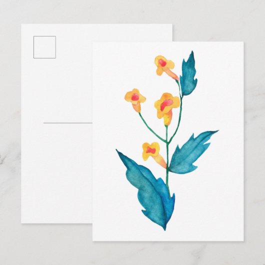 Gelbe Aquarellblume Postkarte (Vorne/Hinten)