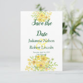 Gelbe Aquarellblume Save the Date Einladung (Stehend Vorderseite)