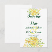 Gelbe Aquarellblume Save the Date Einladung (Vorne/Hinten)