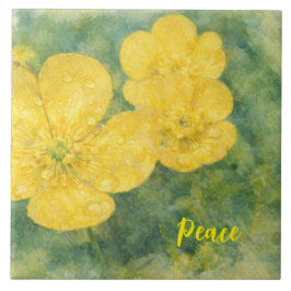 Gelbe Aquarellblumen Fliese