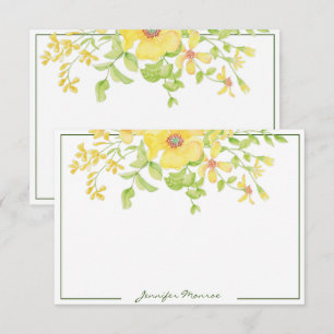 gelbe Aquarellblumen personalisiert Mitteilungskarte
