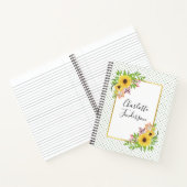 Gelbe Aquarellblumen, Rahmen- und Polka-Punkte Notizblock (Innenseite)