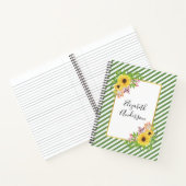 Gelbe Aquarellblumen, Rahmen und Streifen Notizblock (Innenseite)