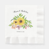 Gelbe Aquarellblumen rustikale Blumenzehen Serviette (Vorderseite)