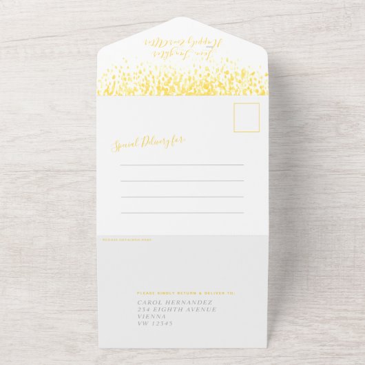 Gelbe Aquarelldusche All In One Einladung (Außenbereich)