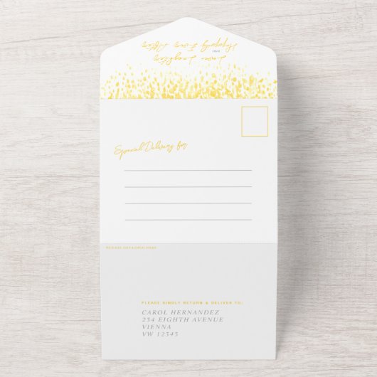 Gelbe Aquarelldusche All In One Einladung (Außenbereich)