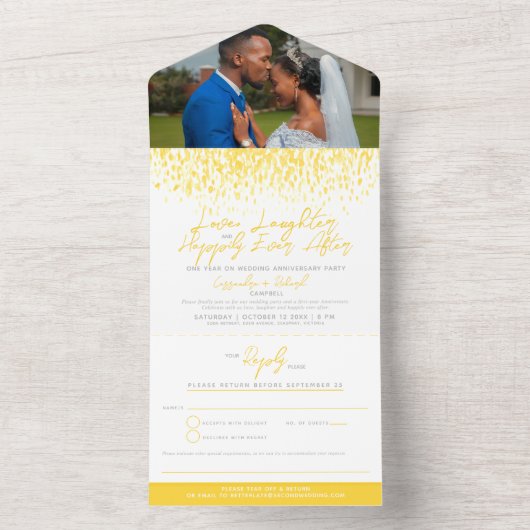 Gelbe Aquarelldusche All In One Einladung (Innen Boden)