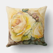 Gelbe Aquarellfarbe Rose vergrößert Kissen (Rückseite)