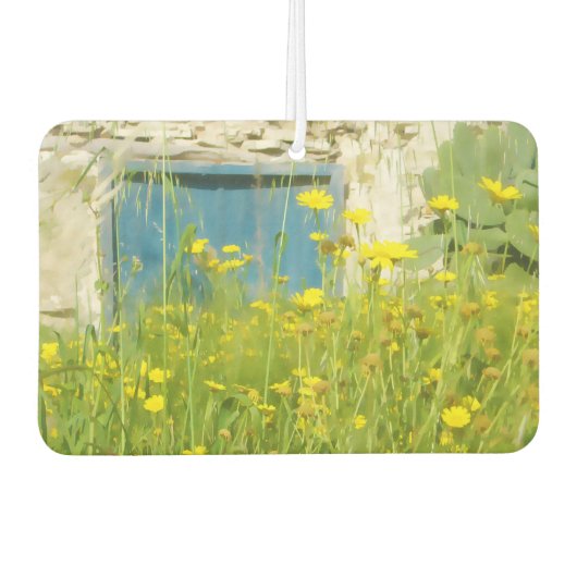 Gelbe Aquarellfarben-Blume Autolufterfrischer (Vorderseite)