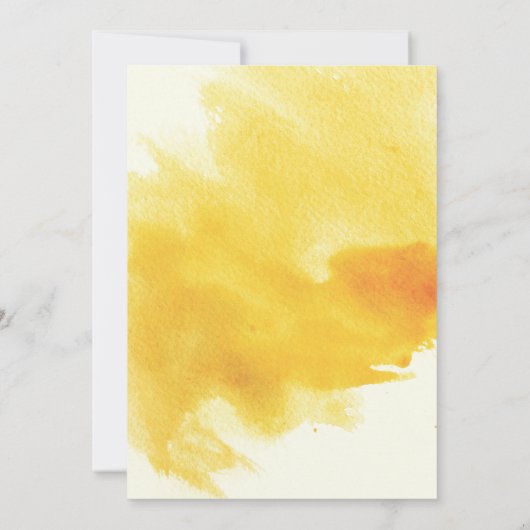 Gelbe Aquarellfarben-Blume Blumenzehen Einladung (Rückseite)
