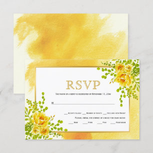 Gelbe Aquarellfarben-Blume Blumenzehen RSVP Karte