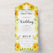 Gelbe Aquarellfarben-Blume, Blütenwerk All In One Einladung (Innen Boden)