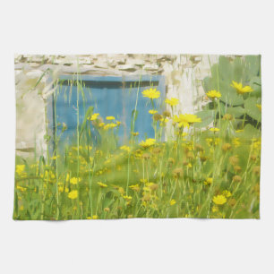 Gelbe Aquarellfarben-Blume Handtuch