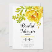 Gelbe Aquarellfarben Blume Hochzeit Brautparty Einladung (Vorderseite)