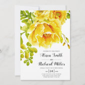 Gelbe Aquarellfarben-Blume Hochzeit Einladung (Vorderseite)