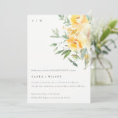Gelbe Aquarellfarben Blume Rose Verlobung Einladung (Stehend Vorderseite)