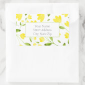 Gelbe Aquarellfarben-Blume Stems Musterzeichen Rechteckiger Aufkleber (Tasche)