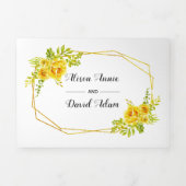 Gelbe Aquarellfarben-Blume und Typografie Dreifach Gefaltete Einladung (Cover)