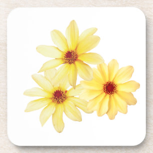 Gelbe Aquarellfarben Dahlia Sommermonate Blume Getränkeuntersetzer