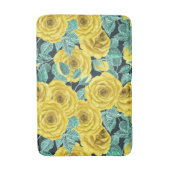 Gelbe Aquarellfarben-Rose mit Blätter und Knospen Badematte (Vorderseite Vertikal)