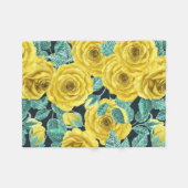 Gelbe Aquarellfarben-Rose mit Blätter und Knospen Fleecedecke (Vorderseite (Horizontal))