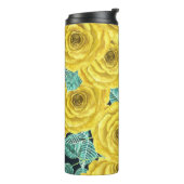 Gelbe Aquarellfarben-Rose mit Blätter und Knospen Thermosbecher (Nach links gedreht)