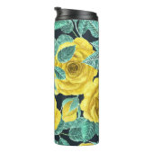 Gelbe Aquarellfarben-Rose mit Blätter und Knospen Thermosbecher (Nach rechts gedreht)