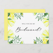 Gelbe Aquarellfarben-Rose werden meine Briddemagd Einladungspostkarte (Vorne/Hinten)
