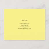 Gelbe Aquarellfarben-Rose werden meine Briddemagd Einladungspostkarte (Rückseite)