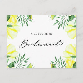 Gelbe Aquarellfarben-Rose werden meine Briddemagd  Einladungspostkarte