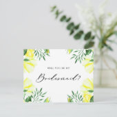 Gelbe Aquarellfarben-Rose werden meine Briddemagd Einladungspostkarte (Stehend Vorderseite)