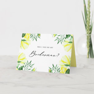 Gelbe Aquarellfarben-Rose werden meine Briddemagd  Karte