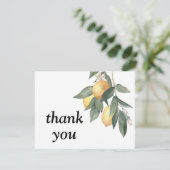 Gelbe Aquarellfarben und grüne Blätter Dankeskarte (Stehend Vorderseite)