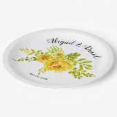 Gelbe Aquarellkaktus Blume Pappteller (Schrägansicht)