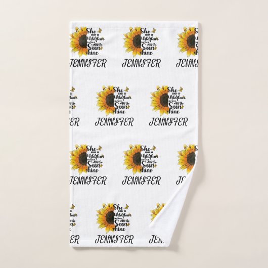 Gelbe Aquarellsonnenblumen - Liebe Zitat Badhandtuch Set (Handtuch)